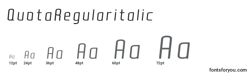 Размеры шрифта QuotaRegularitalic
