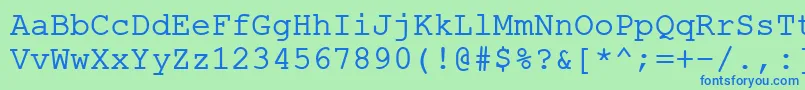 ErKurier1251Normal-fontti – siniset fontit vihreällä taustalla