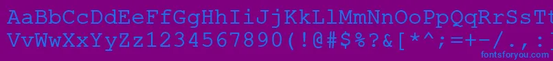 ErKurier1251Normal-fontti – siniset fontit violetilla taustalla