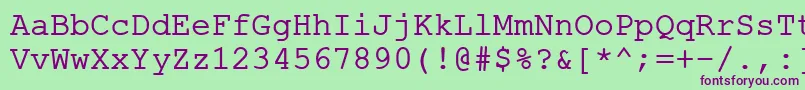 フォントErKurier1251Normal – 緑の背景に紫のフォント