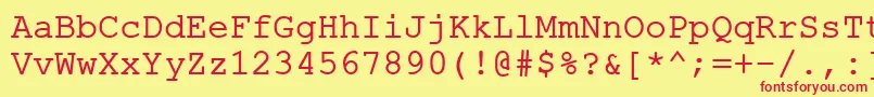 Czcionka ErKurier1251Normal – czerwone czcionki na żółtym tle