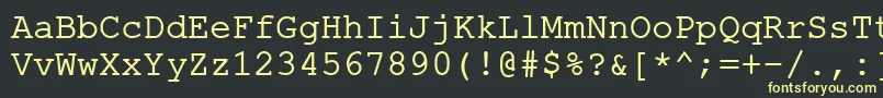 フォントErKurier1251Normal – 黒い背景に黄色の文字