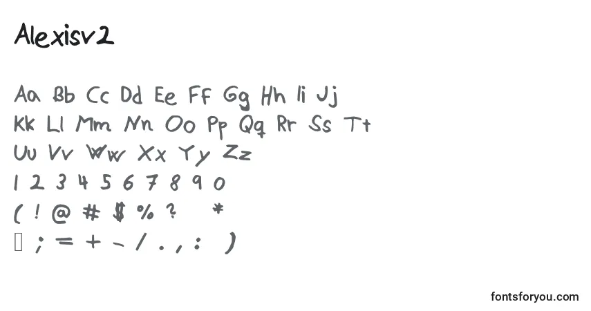 Czcionka Alexisv2 – alfabet, cyfry, specjalne znaki