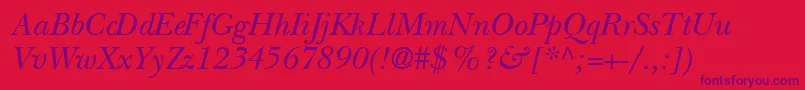 BaskervilleSsiItalic Font – Purple Fonts on Red Background