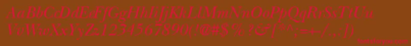 Fonte BaskervilleSsiItalic – fontes vermelhas em um fundo marrom