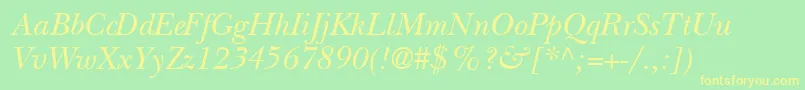 BaskervilleSsiItalic Font – Yellow Fonts on Green Background