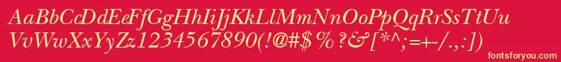 BaskervilleSsiItalic Font – Yellow Fonts on Red Background