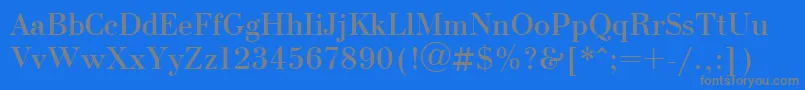 UkBodoni-fontti – harmaat kirjasimet sinisellä taustalla