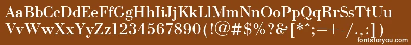 UkBodoni-fontti – valkoiset fontit ruskealla taustalla