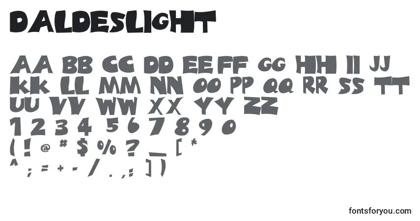 Schriftart DaldesLight – Alphabet, Zahlen, spezielle Symbole