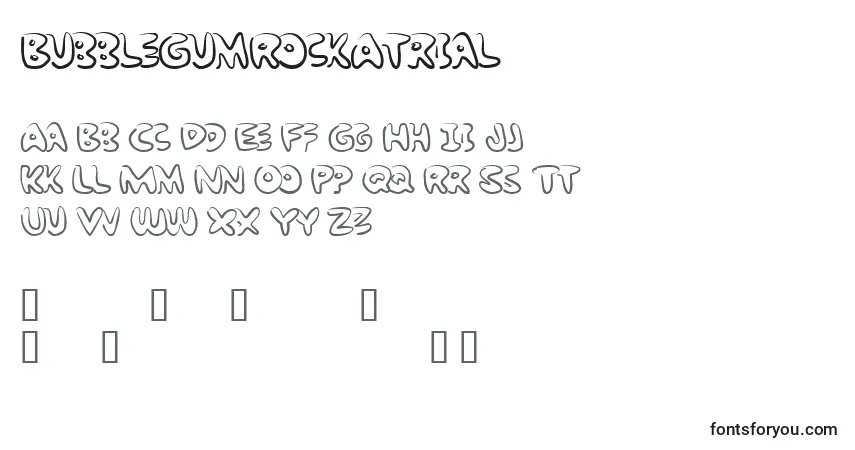 A fonte BubbleGumRockAtrial – alfabeto, números, caracteres especiais