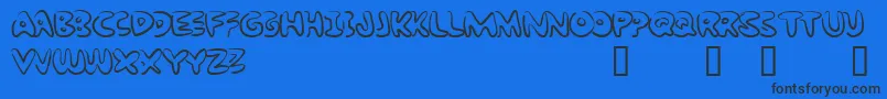 BubbleGumRockAtrial Font – Black Fonts on Blue Background