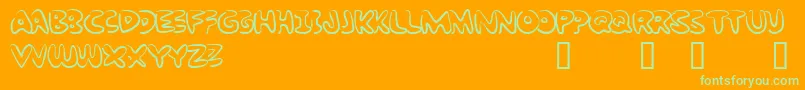 BubbleGumRockAtrial Font – Green Fonts on Orange Background