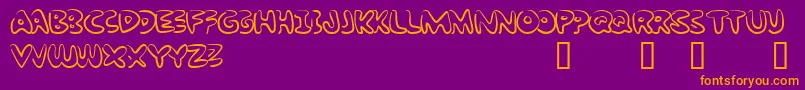 BubbleGumRockAtrial Font – Orange Fonts on Purple Background