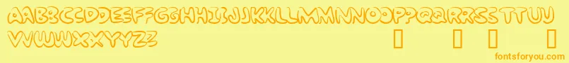 BubbleGumRockAtrial Font – Orange Fonts on Yellow Background