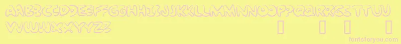 BubbleGumRockAtrial-Schriftart – Rosa Schriften auf gelbem Hintergrund