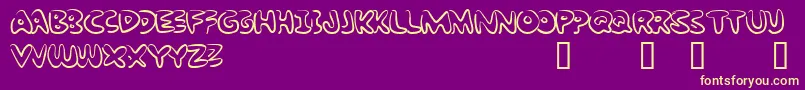 BubbleGumRockAtrial Font – Yellow Fonts on Purple Background