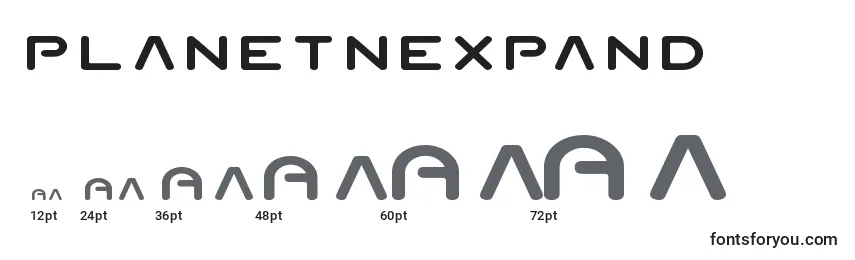 Größen der Schriftart Planetnexpand