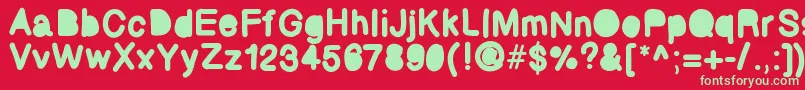 フォントBubbled – 赤い背景に緑の文字