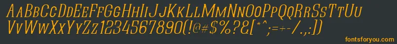 Шрифт QuasticKapsThinItalic – оранжевые шрифты на чёрном фоне