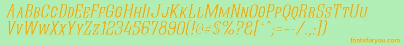 QuasticKapsThinItalic Font – Orange Fonts on Green Background