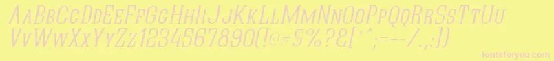 QuasticKapsThinItalic-Schriftart – Rosa Schriften auf gelbem Hintergrund