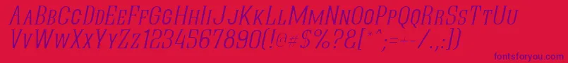 QuasticKapsThinItalic-Schriftart – Violette Schriften auf rotem Hintergrund