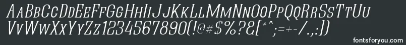 Шрифт QuasticKapsThinItalic – белые шрифты на чёрном фоне