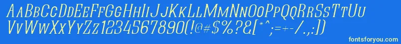 QuasticKapsThinItalic Font – Yellow Fonts on Blue Background