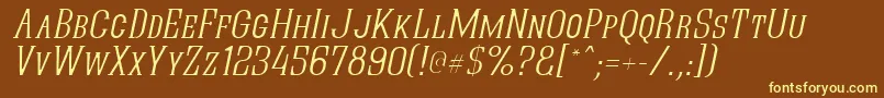 QuasticKapsThinItalic Font – Yellow Fonts on Brown Background