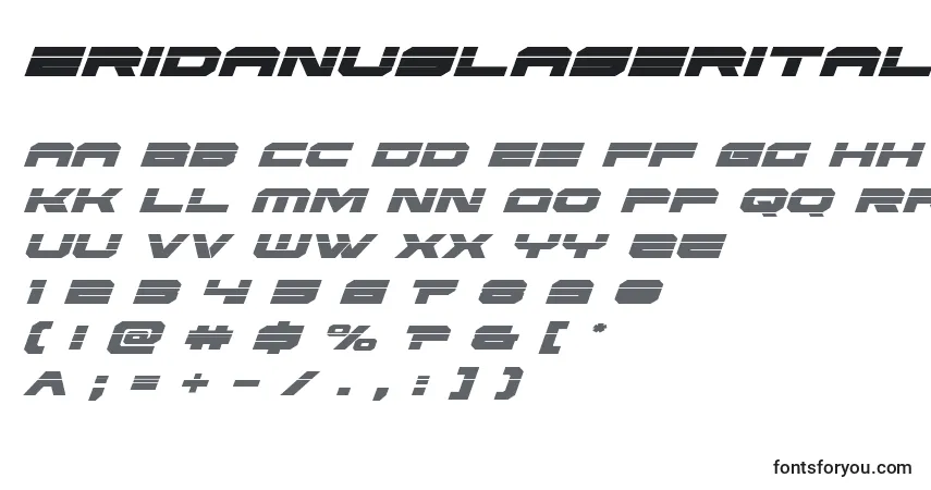 Eridanuslaserital-fontti – aakkoset, numerot, erikoismerkit