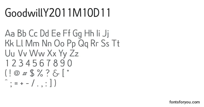 Шрифт GoodwillY2011M10D11 – алфавит, цифры, специальные символы