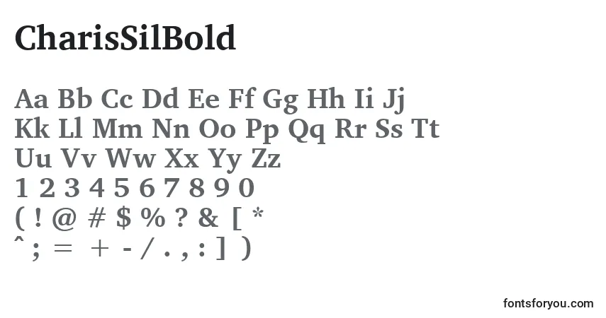 A fonte CharisSilBold – alfabeto, números, caracteres especiais