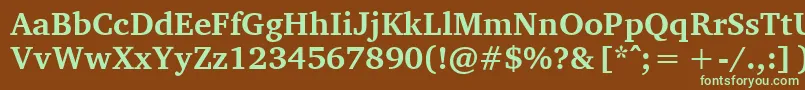 フォントCharisSilBold – 緑色の文字が茶色の背景にあります。