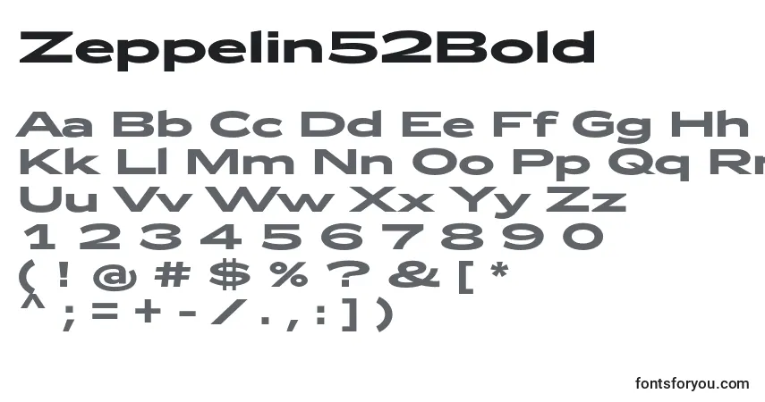Шрифт Zeppelin52Bold – алфавит, цифры, специальные символы