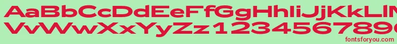 Fonte Zeppelin52Bold – fontes vermelhas em um fundo verde