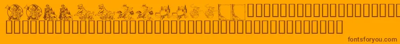 KrAHuntingWeGo-Schriftart – Braune Schriften auf orangefarbenem Hintergrund