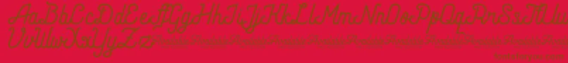 AndaraScriptDemo-Schriftart – Braune Schriften auf rotem Hintergrund