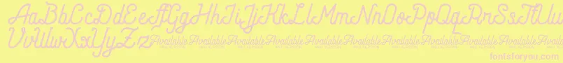AndaraScriptDemo-fontti – vaaleanpunaiset fontit keltaisella taustalla