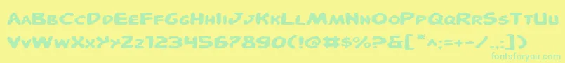Fonte PandemoniousPufferyExpanded – fontes verdes em um fundo amarelo