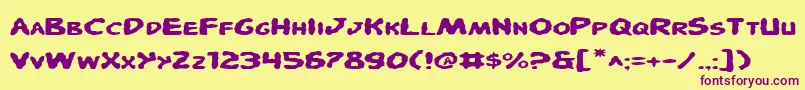 PandemoniousPufferyExpanded Font – Purple Fonts on Yellow Background