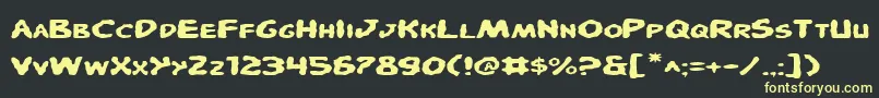 PandemoniousPufferyExpanded Font – Yellow Fonts on Black Background