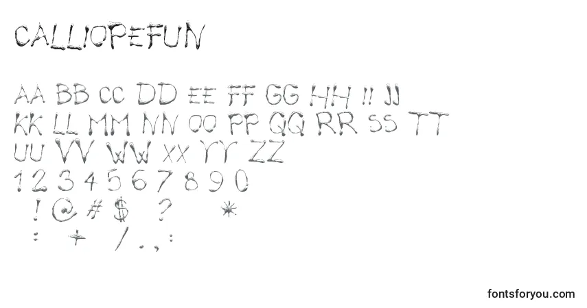 A fonte CalliopeFun – alfabeto, números, caracteres especiais