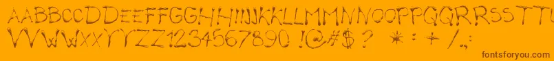 CalliopeFun-Schriftart – Braune Schriften auf orangefarbenem Hintergrund