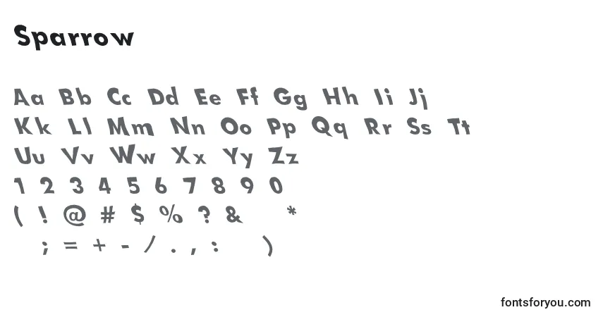 Czcionka Sparrow – alfabet, cyfry, specjalne znaki