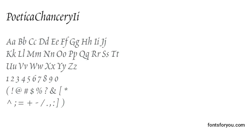 A fonte PoeticaChanceryIi – alfabeto, números, caracteres especiais