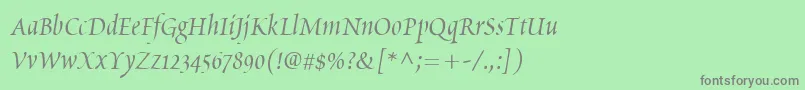 フォントPoeticaChanceryIi – 緑の背景に灰色の文字