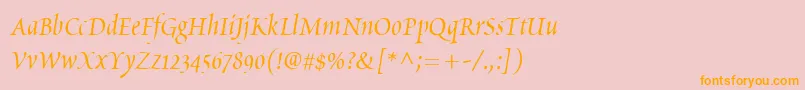 PoeticaChanceryIi Font – Orange Fonts on Pink Background