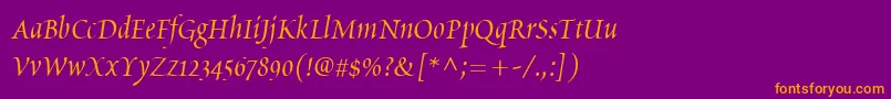 PoeticaChanceryIi Font – Orange Fonts on Purple Background