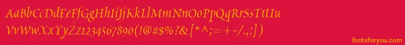 PoeticaChanceryIi Font – Orange Fonts on Red Background